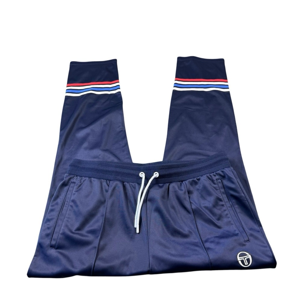 Sergio Tacchini Blue White Polyester Men's Y2K Jogger Pant Size XL Mint